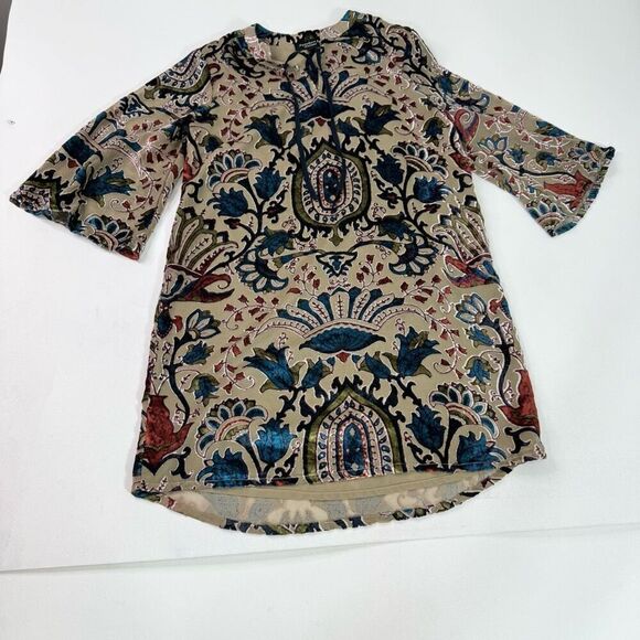 Feathers by Tolani Dress Womens Medium Velvet Burnout Tunc Anthro Boho Floral - Picture 1 of 9